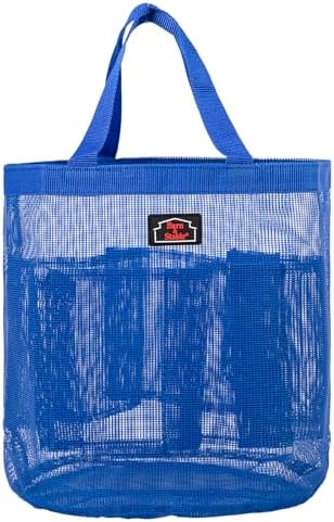 BARN & STABLE Breathable & Waterproof Mesh Horse Grooming Bag with 8 Pockets Tear-Resistant Grooming Tote for Horse Grooming Caddy Bag Organizer to Secure Items (Blue)