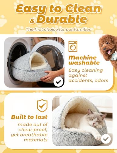 Dog Bed, Dog Bed with Cover Cave, Dual Comfort Design, Pet Bed for Small/Medium/Large Cats and Dogs, Anxiety Relief, Durable & Chew-Proof, Improves Sleep & Behaviour (Coffee 20in)