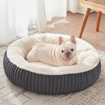 30 inches Calming Donut Dog Bed for Medium Dogs,Charcoal