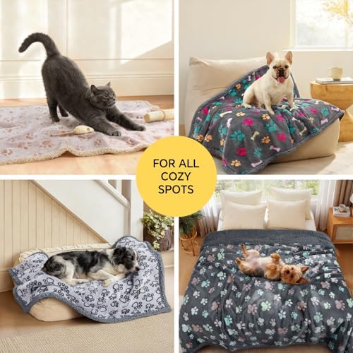 Luciphia Waterproof Dog Blanket Reversible Sherpa Fleece for Large Dogs Cat