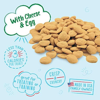 Charlee Bear Original Crunch Dog Treats, Cheese and Egg, 16 Ounce Resealable Bag, Low Calorie Training Treats for Dogs, Limited Ingredient, Healthy, Crunchy Dog Snacks, Made in USA (Pack of 2)