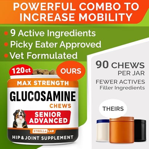 STRELLALAB Advanced Glucosamine for Senior Dogs, Chondroitin Joint Support