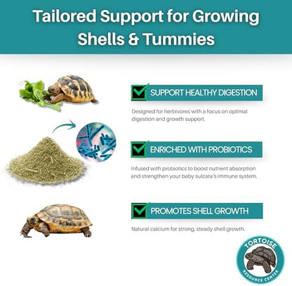 Baby Sulcata Food Powder with Calcium - Scientifically Formulated Diet for Healthy Growth - 2.5 oz Bag | 2 Week Supply