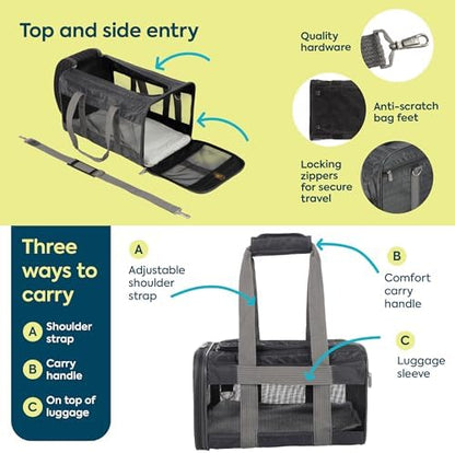 Sherpa Original Deluxe Travel Pet Carrier, Airline Approved & Guaranteed On Board - Charcoal Gray, Medium