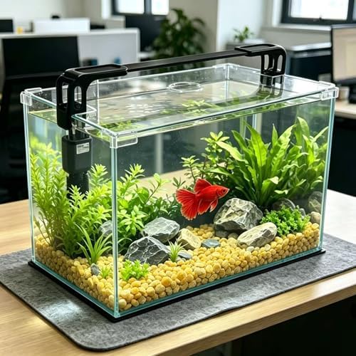 Vimvins 10 Gallon Glass Fish Tank, Easy to Maintain Small Aquarium for Betta/Shrimp and Aquatic Planting.