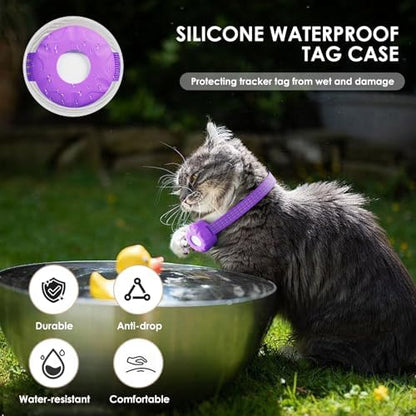 GPS Tracker, Bluetooth Mini GPS Dog Tracker, Cats Tracker Including Cat Collars, No Monthly Fee Cat GPS Tracker, Work with Find My APP (Only iOS), Finder Tag for Pets, Items etc, Purple
