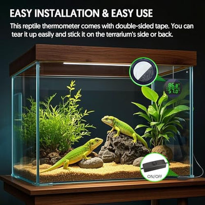 QZQ Reptile Thermometer and Humidity Gauge, Digital Display, Blue