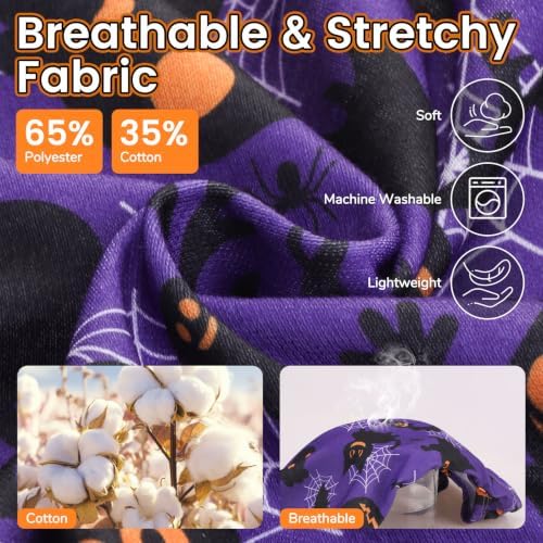 BINGPET 2PCS Dog Halloween Costume, Soft Cotton Puppy Shirt, Bat & Pumpkin