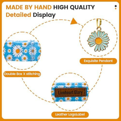 Lionheart Glory Dog Collar - Cute Daisy Floral Pet Collar with Quick Release Buckle, Soft Adjustable Collar for Small Dogs Puppy Male Female Spring Summer