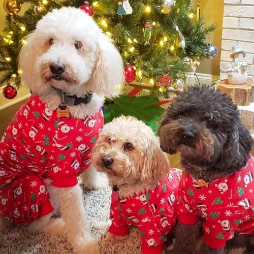 KYEESE Dog Christmas Pajamas for Small Dogs Red Santa Velvet Onesie
