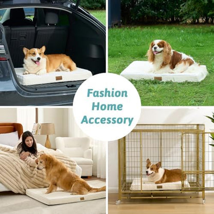 COZY KISS Flat Dog Crate Bed Washable for Medium Small Dogs, M 30x20 inch