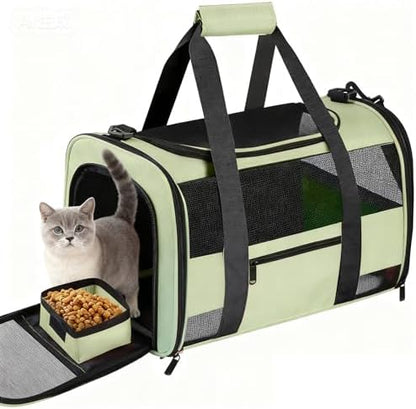 Soft Side Cat Carrier Airline Approved for Puppy Kitten Dog Carriers for Small Medium Cats Under 15lb, Collapsible TSA Approved Travel Pet Carrier, Green