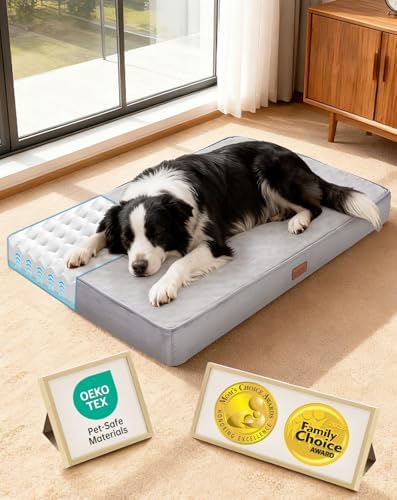 OhGeni Orthopedic Waterproof Med Large Dog Bed, Memory Foam, 35 inch(Gray)