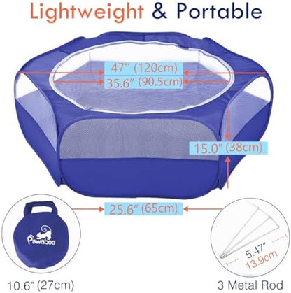 Pawaboo Small Animal Playpen with Zippered Cover,Indigo
