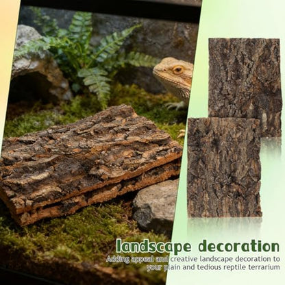 Reptile Bark Decor 2 pcs Natural Tree Bark for Terrarium Hideout and Climbing Surface for Lizards Geckos Snakes 7.67 X 5.82 X 0.39 in