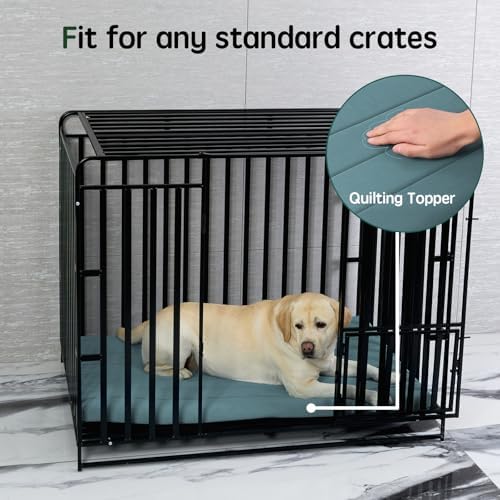BALANCE Dog Crate Bed, Orthopedic Dog Bed Pad with Waterproof Liner, Washable Crate Foam Pet Mat for Large, Medium, Puppy Dogs Breeds, Powder Blue, 48"x30"x2"