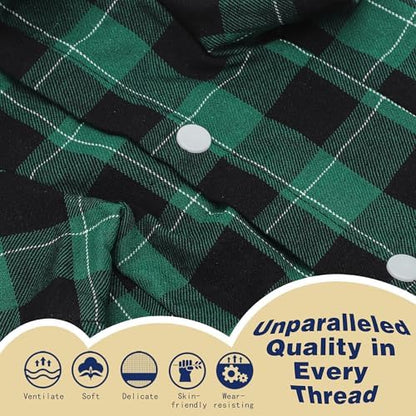Paiaite Plaid Dog Shirt: Classic CheckeGreen Style in Pure Cotton for Large, Medium, and Small Breeds, Comfort, Breathability, and Elegance. Perfect for Everyday Wear, and Photoshoots Green 3XL