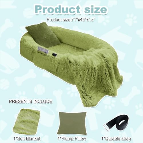 YAEM Human Dog Bed for Adult, 71"x45"x12" Calming Giant Pet Bed, GrassGreen