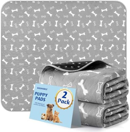Washable Pee Pads for Dogs, 2 Pack Reusable Puppy Pads, 18"x24"
