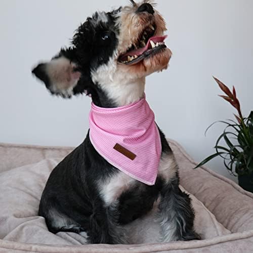 Dog Bandana - Comfortable Cotton Triangle Scarf for Medium Large Dogs, Washable Pet Kerchief for Girl Female Dogs, Pink Adorable Classic Bid Scarf