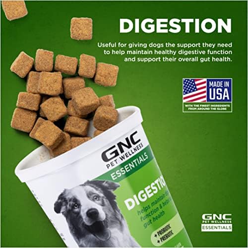 GNC Pets Essentials Digestion Soft Chews for Dogs, Bacon Flavor, 60 Count