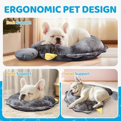 BurgeonNest Small Dog Calming Pillow for Dogs and Cats, Grey L