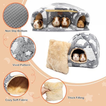 3PCS Guinea Pig Tunnel Set Washable Guinea Pig Houses and Hideouts Small Animals Hideout Tubes for Hamster Chinchilla Bunny Hedgehog Ferret Rat