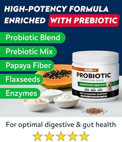 STRELLALAB Dog Probiotics for Digestive Health with Enzymes and Fiber