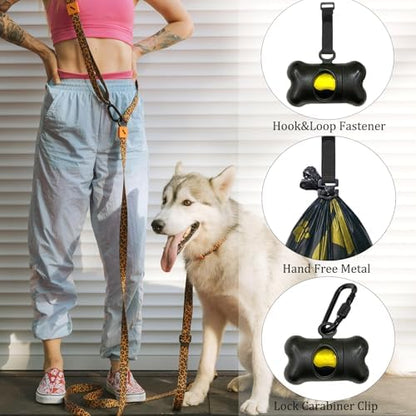 Bone-Shaped Dog Poop Bag Holder for Leash |Dispenser with 15 Leak-Resistant Waste Bags & Carabiner Clip（Black）
