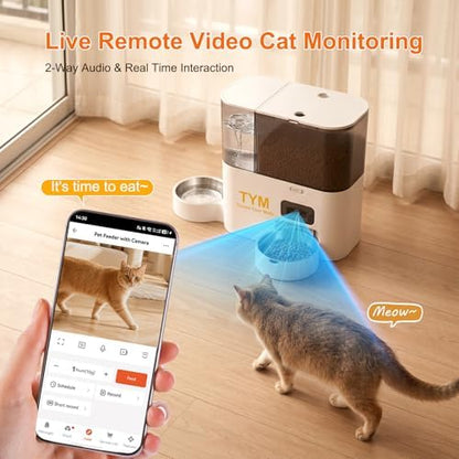 Automatic Cat Feeder with Camera and Water Dispenser, 5G WiFi App Control