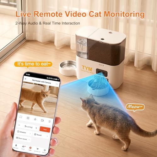 Automatic Cat Feeder with Camera and Water Dispenser, 5G WiFi App Control