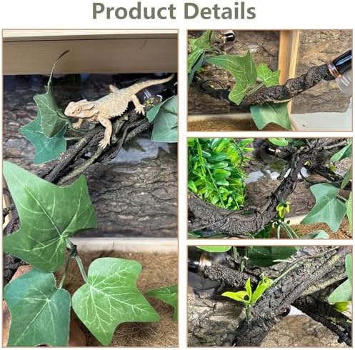 BNOSDM Reptile Climbing Branch Flexible Bend-A-Branch Jungle Vines Terrarium Plant Decoration with Suction Cup for Crested Gecko Chameleon Gecko Snake Tree Frog 2PCS