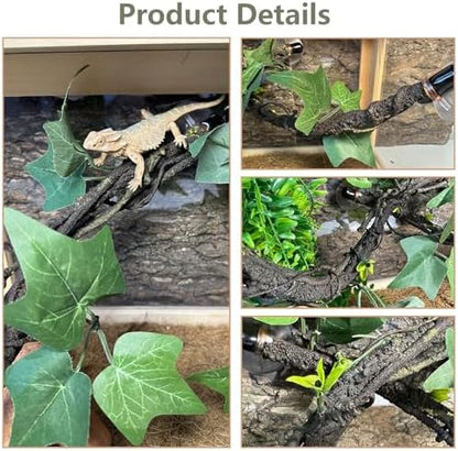 BNOSDM Reptile Climbing Branch Flexible Bend-A-Branch Jungle Vines Terrarium Plant Decoration with Suction Cup for Crested Gecko Chameleon Gecko Snake Tree Frog 2PCS