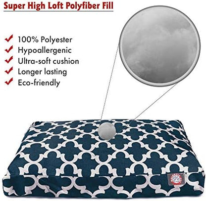 Majestic Pet Rectangular Dog Bed, X-Large, 50x42x5 in, Washable, Navy