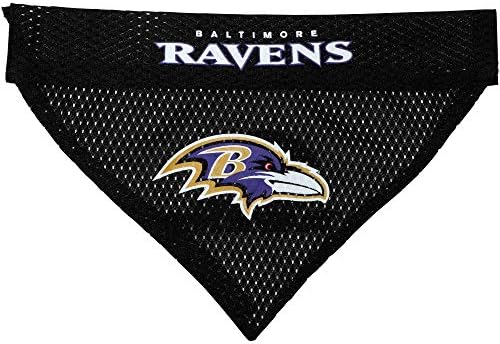 Pets First NFL DOG BANDANA - BALTIMORE RAVENS REVERSIBLE PET BANDANA. 2 Sided Sports Bandana with a PREMIUM Embroidery TEAM LOGO, Small/Medium. - 2 Sizes & 32 NFL Teams available