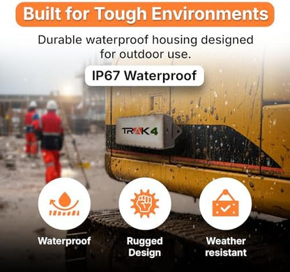 Trak-4 GPS Tracker for Vehicles, Assets, Equipment. Long Battery Life, Waterproof, Global Tracking. Low-Cost Subscription Required.