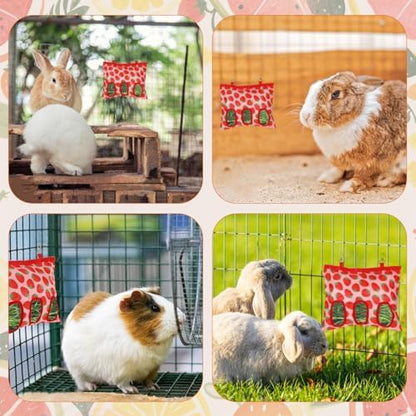 Guinea Pig Hay Feeder, 3 Hole Washable Hanging Hay Bag for Rabbits