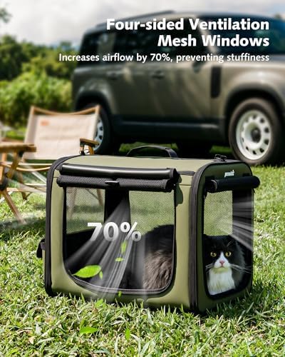 Dog Car Carrier Light Weight 19.7×16.9×14.8in, Foldable Dog Carrier, Green