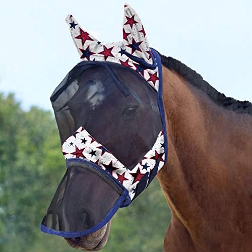 Harrison Howard LumiVista Horse Fly Mask Long Nose with Ears UV Protection for Horse Dream Star L Full Size
