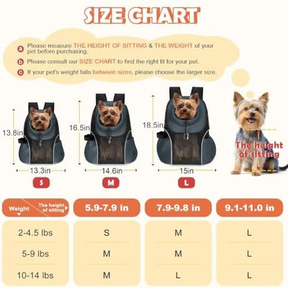 WOYYHO Pet Dog Carrier Backpack, Ventilated Mesh Small Dog Front Backpack
