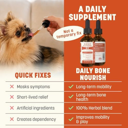 Daily Bone Nourish High Potency Daily Bone & Joint Supplement for Dogs & Cats - Extra Strength Herbal Mobility & Bone Strength Support - Highly Concentrated Turmeric & Moringa, 60ml
