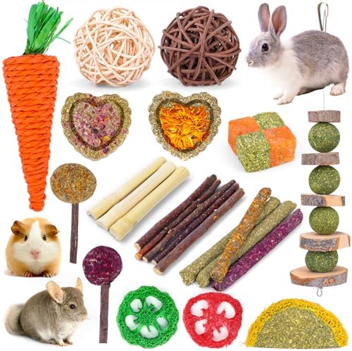 Bunny Toys for Rabbits Hamster/Guinea Pig Toys Natural Timothy Hay Sticks