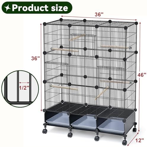 VISCOO Encrypted Metal Bird Cage (46" x 36" x 12") for Parrot Parakeets