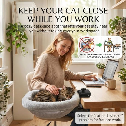 PatiencET Foldable Clamp-On Cat Desk Bed 13.8 Inch with Washable Gray Pad