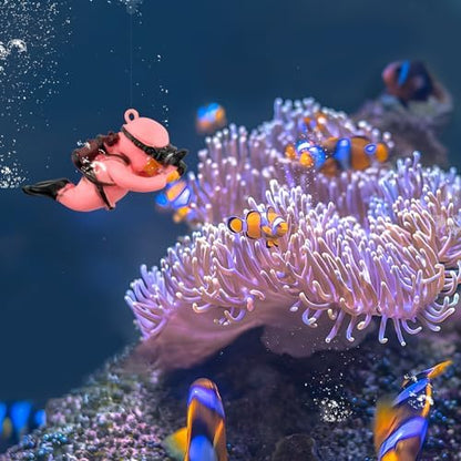 onesimcr Floating Fish Tank Decorations, Aquarium Decorations, Lovely Diver Fish Tank Decorations, Floating Device Fish Tank Accessories，Suitable for All Kinds of Fish Tanks(Pink)…