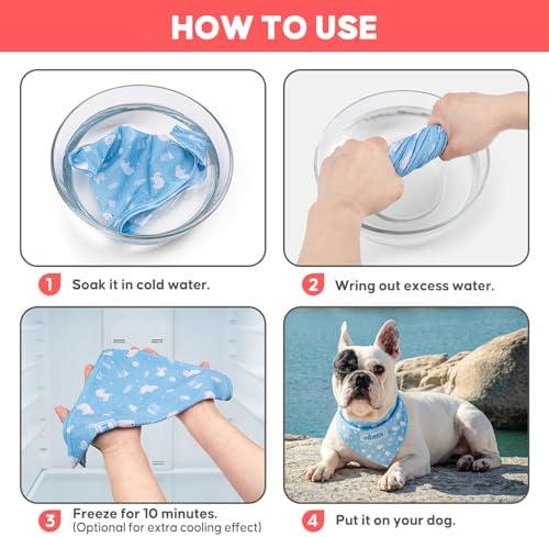 KYEESE 2Pack Dog Cooling Bandana Dog Scarf for Small Medium Large Dogs