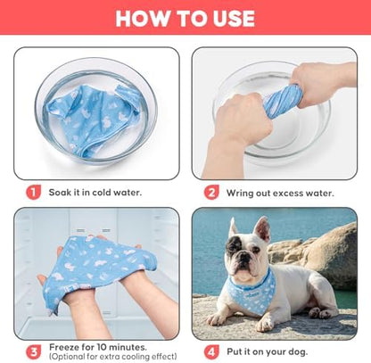 KYEESE 2Pack Dog Cooling Bandana Dog Scarf for Small Medium Large Dogs