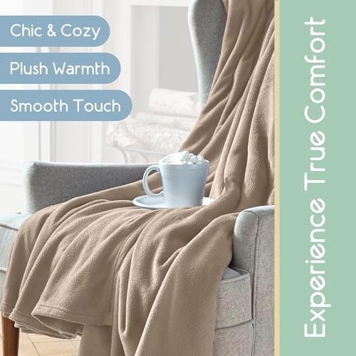Twin Size Microfleece Blanket | Fleece Bed Blanket | All-Season Comfort| Supersoft Lightweight | Plush Throw Blanket for Bed Couch or Sofa | Pet-Friendly | Nutmeg