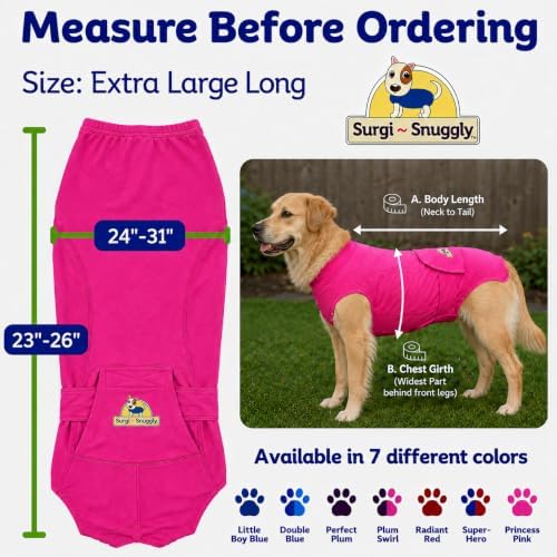 Surgi Snuggly Dog Surgery Recovery Suit, Cone Alternative, Spay/Neuter XLL