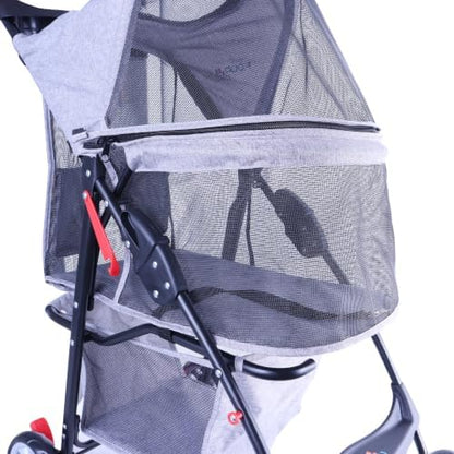 Full-Window pet Stroller 4 Wheels for Cats & Dogs, with Storage Basket,Cup Holder, Travel Puppy/Cats Stroller.Gray